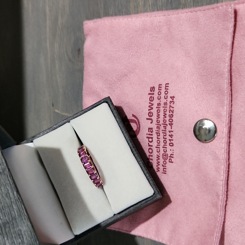 Eternity rhodolite garnet ring